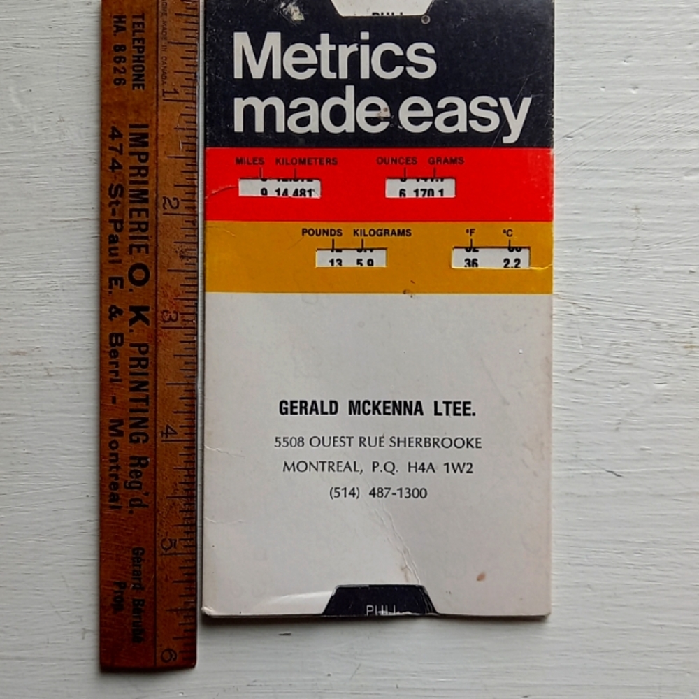 Vintage Metrics made easy slide card advertising